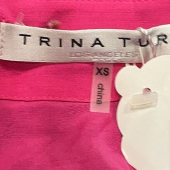 Trina Turk Womens Kimono Sleeve Blouse XS 50% Cotton 45% Silk 5% Spandex Pink Dr - Picture 3 of 10